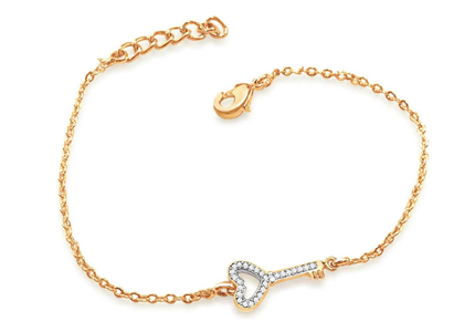 Gold Plated CZ Studded Key Bracelet